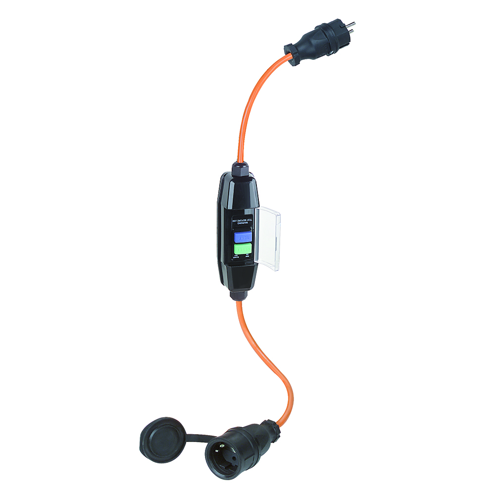 Personenschutzleitung 230V,0,8m,3x1,5mm² FI-Stecker,10mA,IP54,16A