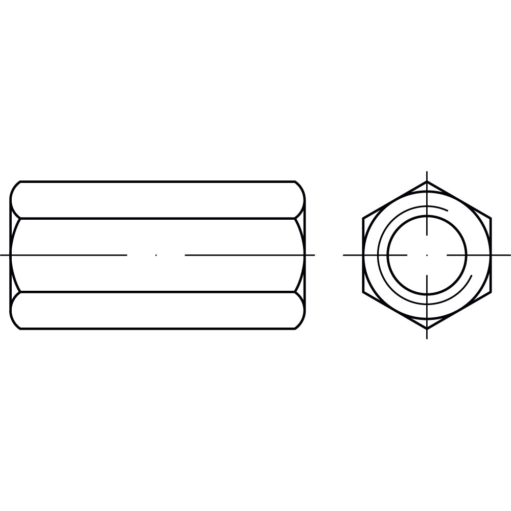 Verbindungsmuffen ST A2K M 8 x 30 SW 13 SECHSKANT GALV. VERZINKT VE=100