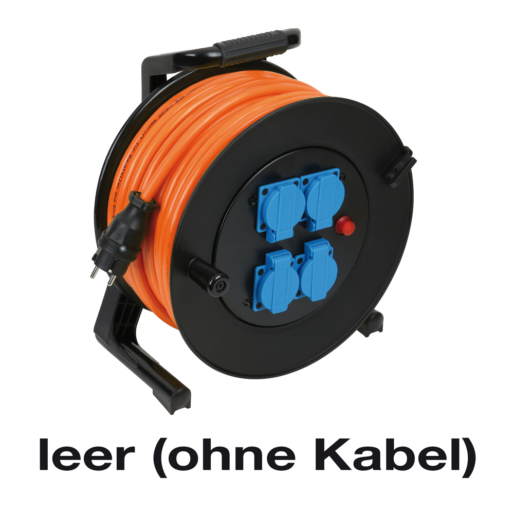 Kabeltrommel,leer,Gummi,GT310MD 4x230V/16A,IP44,bis 50m,Thermoschutz