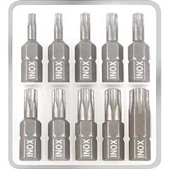 TX-Bit-Satz INOX 10-teilig, 1/4" Antrieb TX10-TXx40,25mm lang,rostfrei,in Box