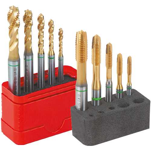 TIN-Maschinengewindebohrersatz M4-10 GRÜNRING,Durchgangs-und Grundloch