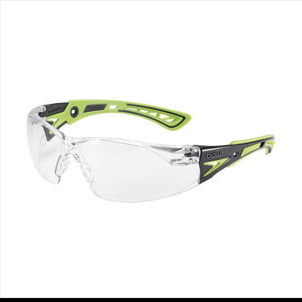 Bügelschutzbrille Rush+ klar, grün EN 166 2C-1,2  UV-Schutz