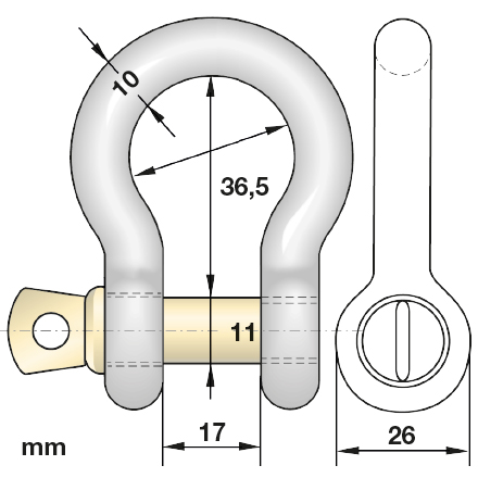 Geschweifter Schäkel 1,0 t hochfest