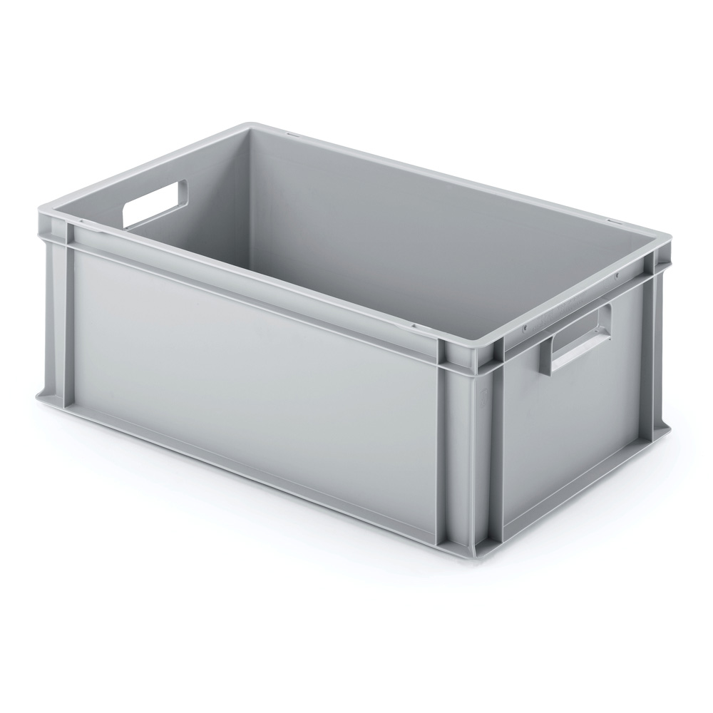 Stapelbehälter 600x400x220mm grau Durchfassgriffe,geschlossene Ausführung