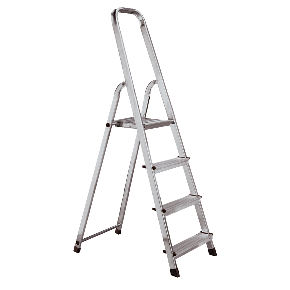 Plateau-Leiter,4 Stufen,Plateau 0,80m rutschhemm-Füße,EN131-3,150kg belastar