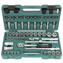 Stecknusskassette 1/2",64-teilig,8-32mm 6-Kant,Chrom-Vanadium,PVC-Box