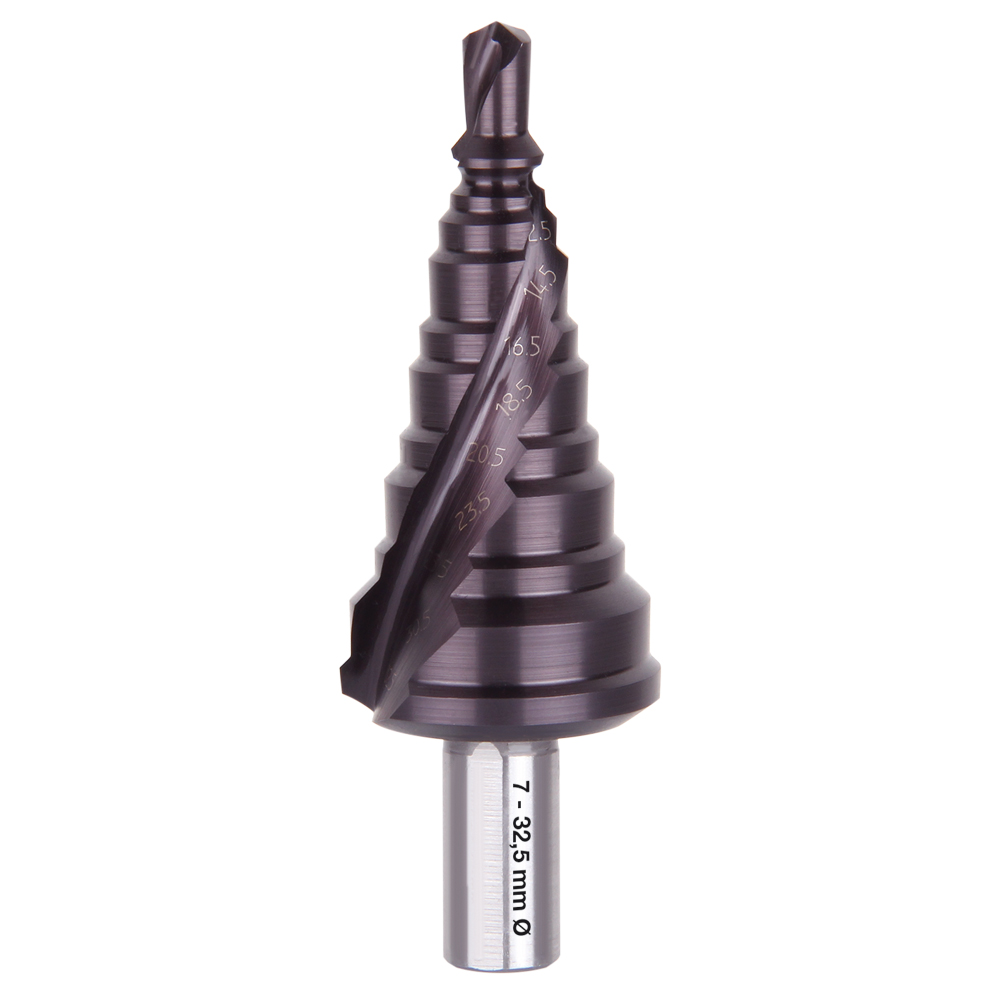 IEC-Stufenbohrer HSS-G TiAlN, 7,0-32,5mm Elektro-Kern-u.Durchgangslöcher