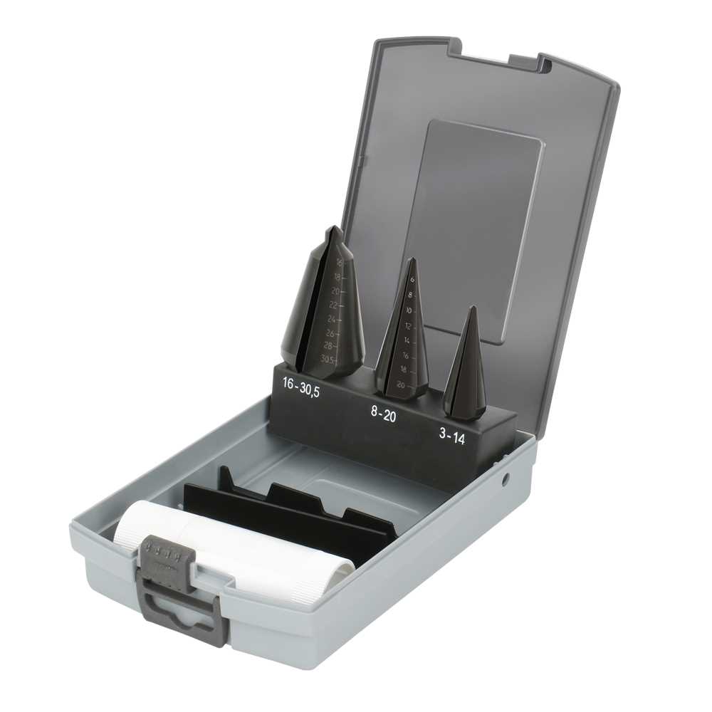 Conecut Schälbohrer-Set/3tlg in Kassette Gr.0+1+2 und Bohrpaste