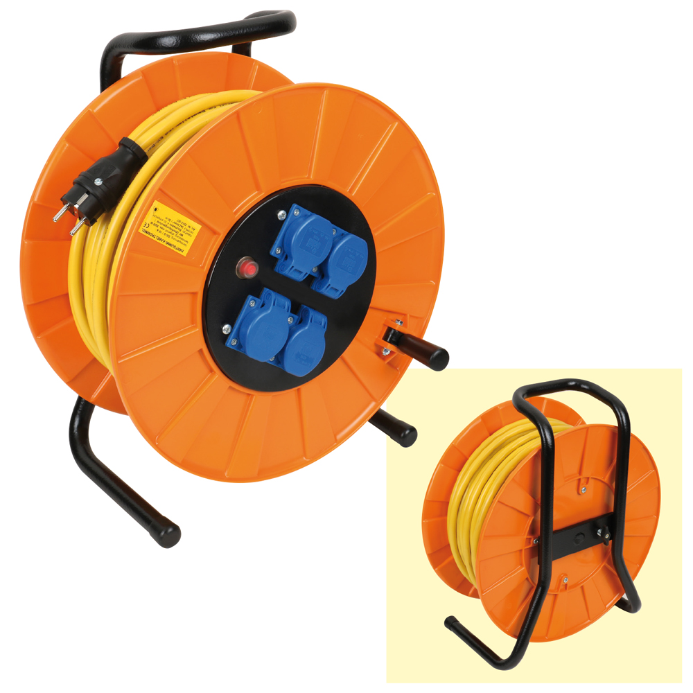 Leitungsroller 230V/16A,50m 3x2,5mm² Baurobust K35,4x230V,IP44,Thermoschalter