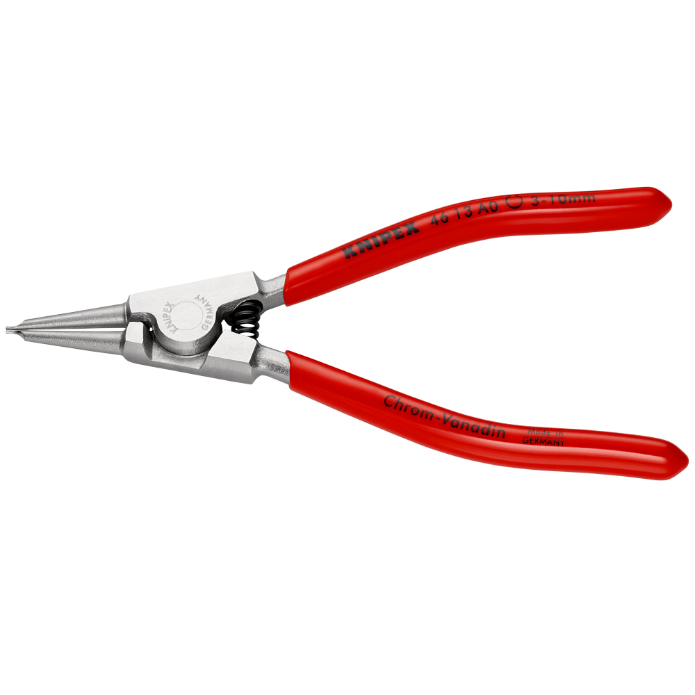 Seegerzange-A 3-10mm, verchr., gerade Spitze, Öffnungsf., L:140mm, f. Aussenr.