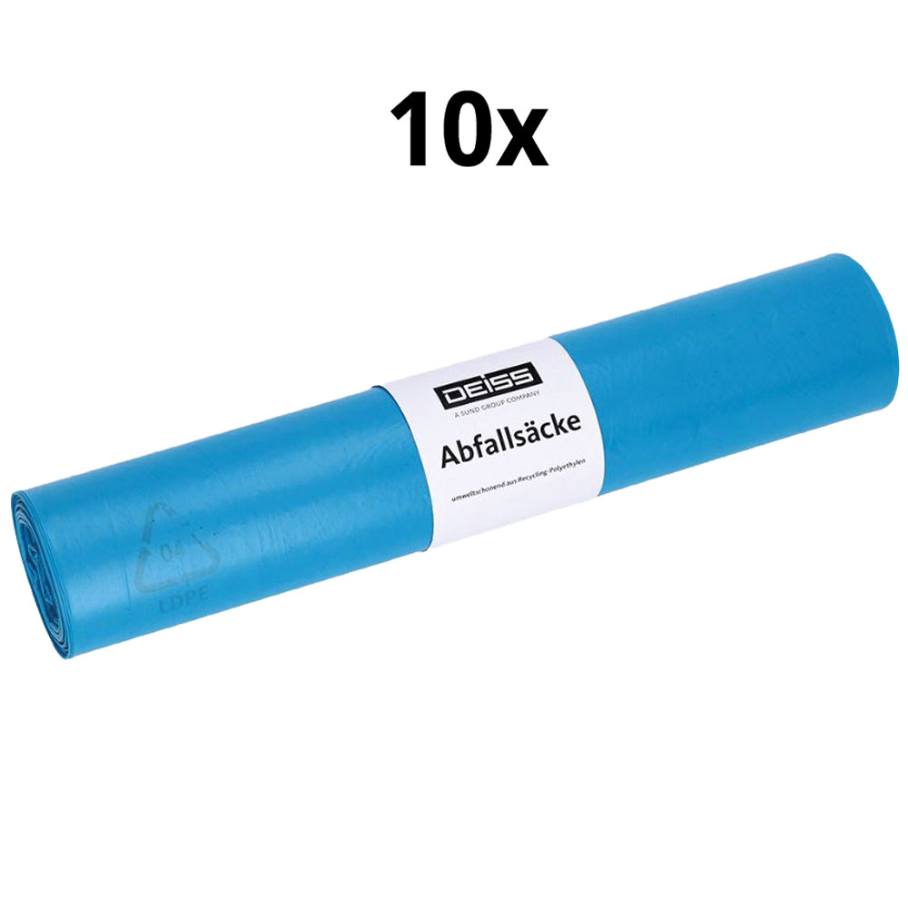 Müllsäcke 120l, blau, 700x1100 10 Rollen mit je 25 Stück, 43µm, LDPE