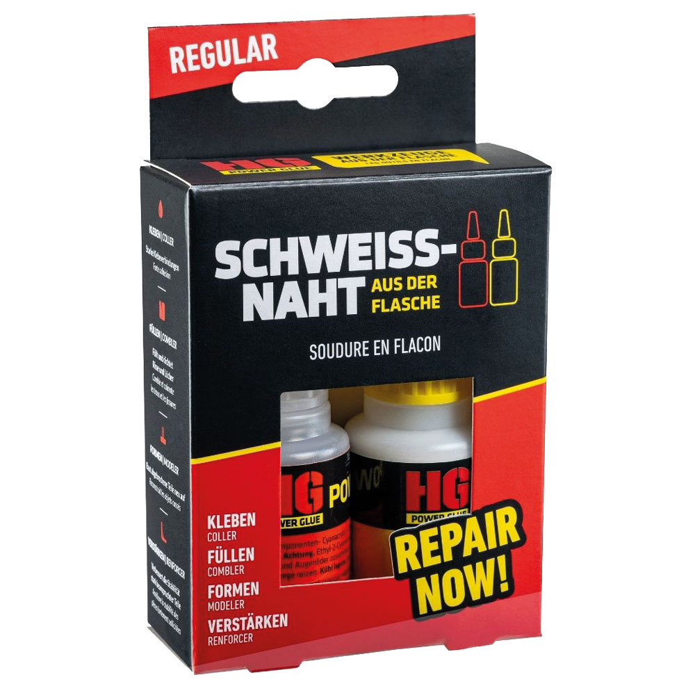 HG POWERGLUE Schweißnaht aus der Flasche 2K extra starker Reparatur Kleber 20+40G