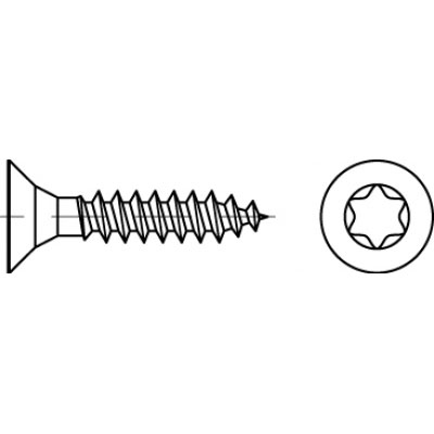 Senkspanplattenschraube CE A2 5 x 50 TX ROSTBESTÄNDIG VOLLGEWINDE VE=1000