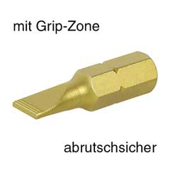 TIN-GRIP-Bit 1/4" 25mm 0,8x4,0mm Antirutsch-Gripkrallzone,TIN-beschichtet