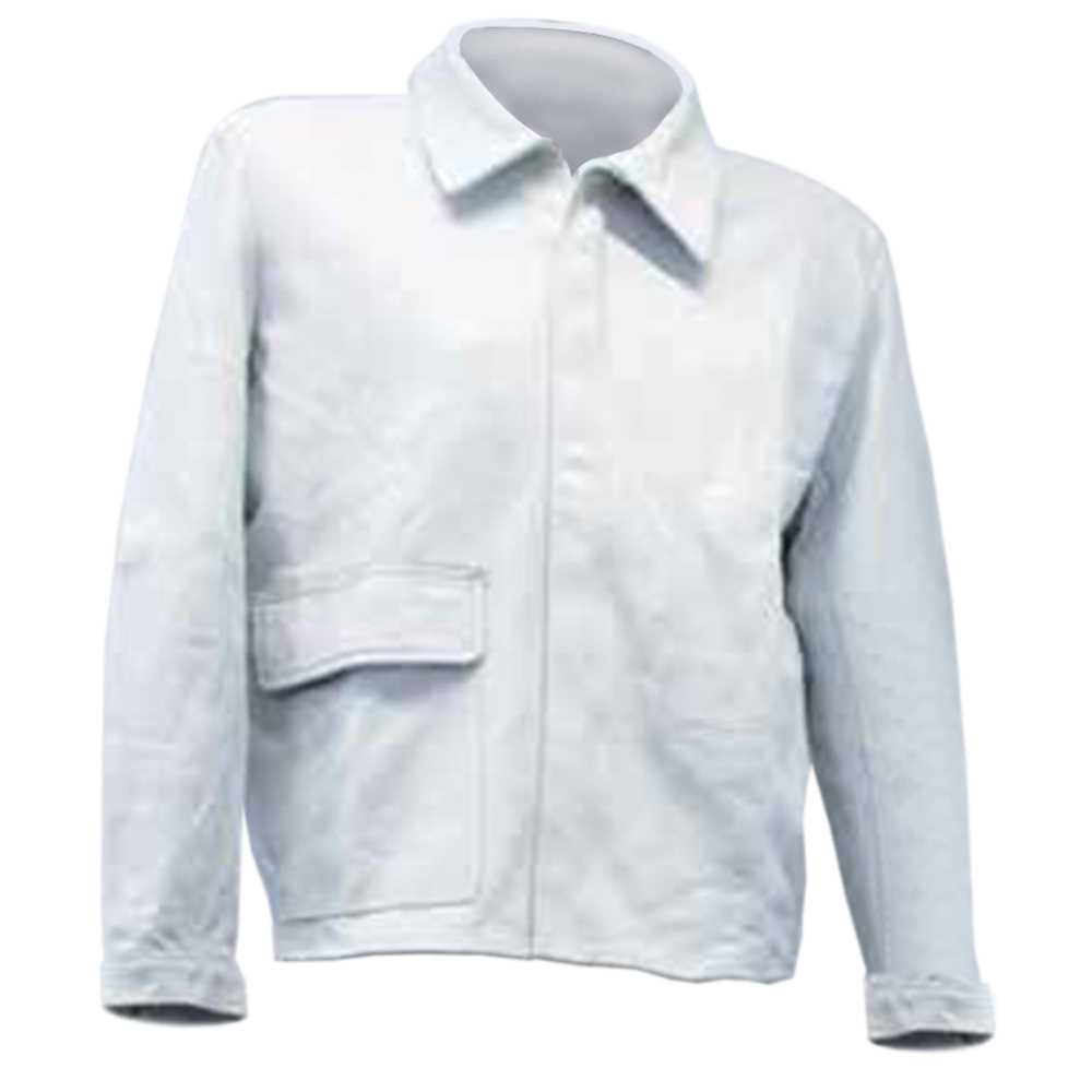 Zipp-Schweißer-Jacke Gr.56,weisses glattes Leder