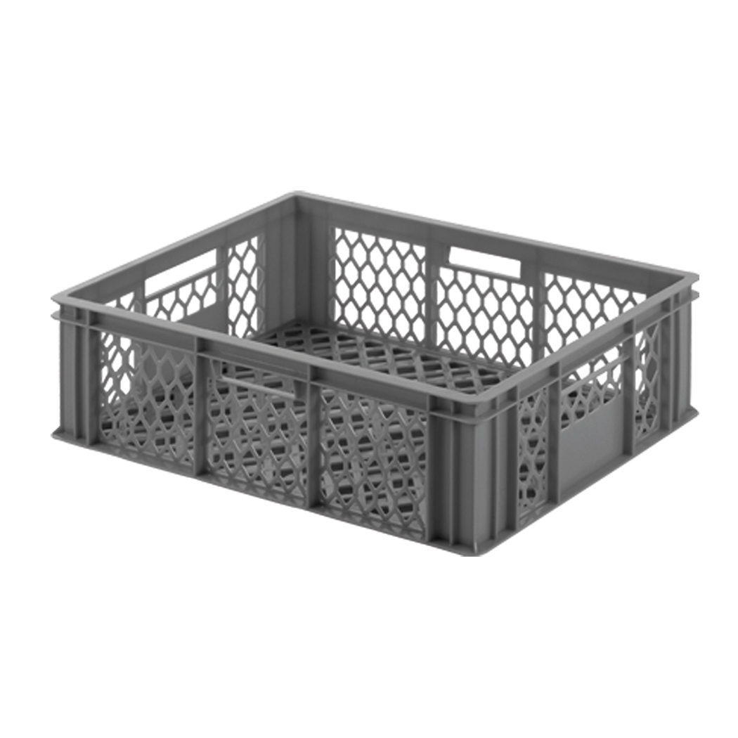 Kunststoffbehälter 600x400x220mm,Gitter grau,Industriequalität,grau -40° - +80°C