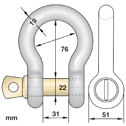 Geschweifter Schäkel 4,75 t hochfest