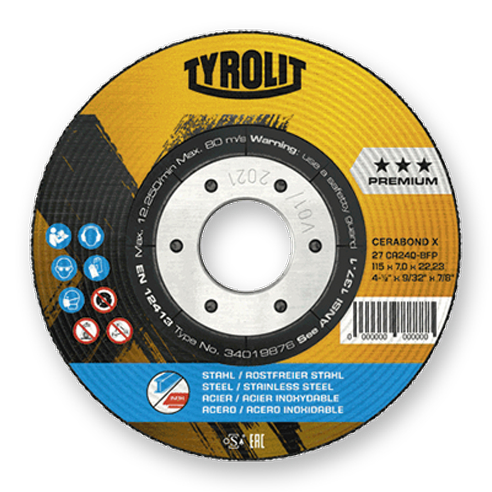 Fiberscheibe CERABOND X 115mm/K 36 Keramik mit Beschichtung,für Inox/Stahl