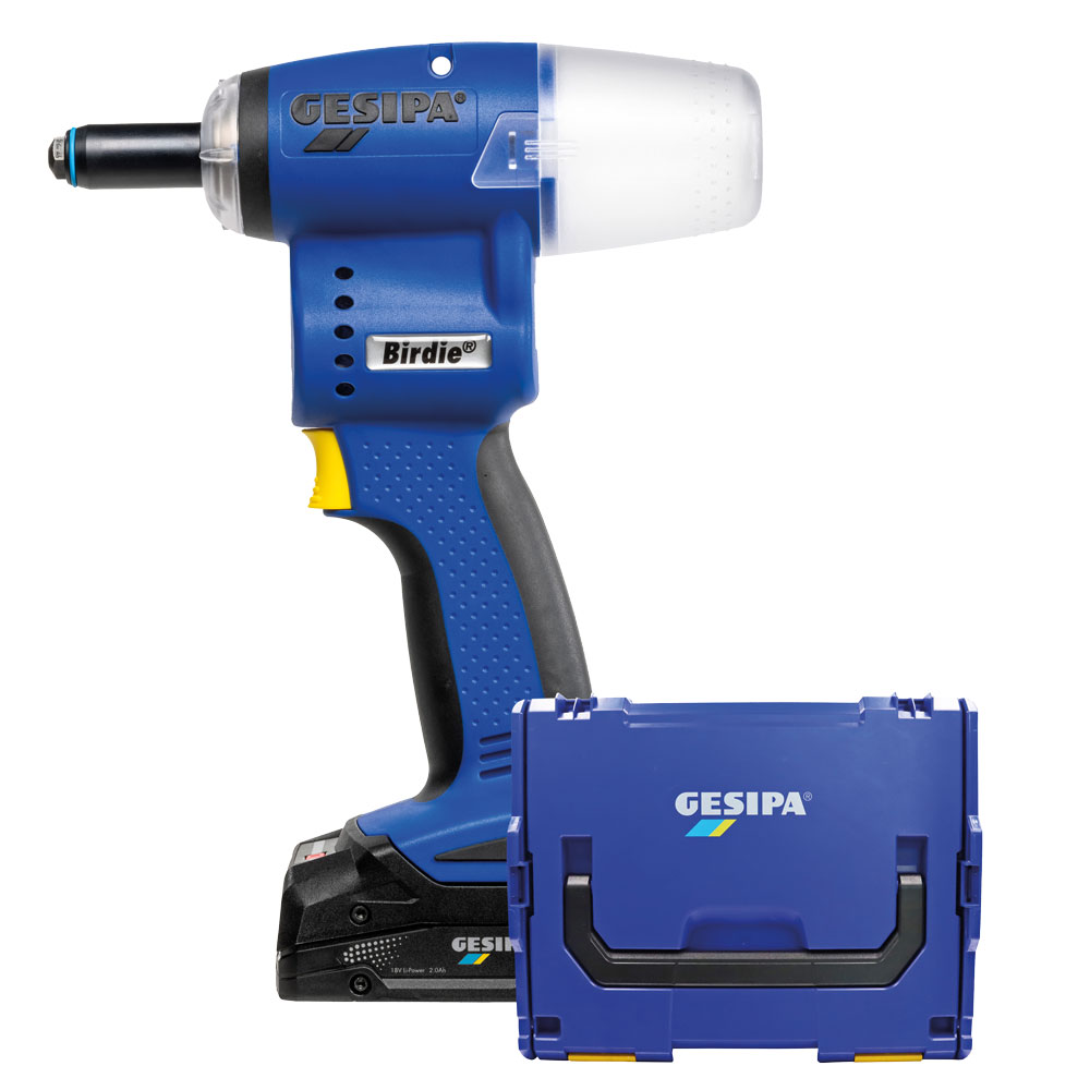 Akku-Nietpistole Gesipa Birdie2 18V mit L-Box 2x2,0Ah Akku und Ladegerät