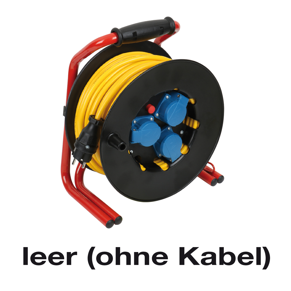 Kabeltrommel,leer,230V/16A,3x230V/16A IP44,Hartgummi,Doppelrohrgestell