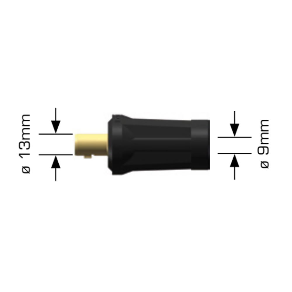 Adapter/Reduzierstück f.Schweißkabel von 13mm Dorn auf 9mm Buchse