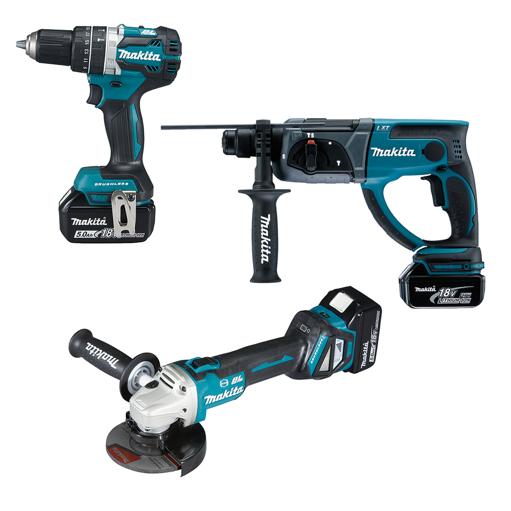 Akku-Maschinen-Set MAKITA DLX3093TJ 18V 3xAkku 5Ah,Ladegerät und 2 Koffer