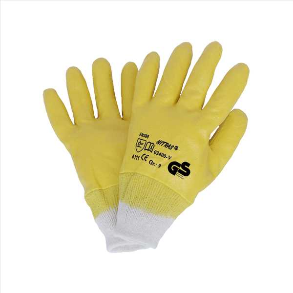 Montagehandschuh Nitril 3400V gelb Gr.8 EN 388 4.1.1.1. Cat.II vollbeschichtet