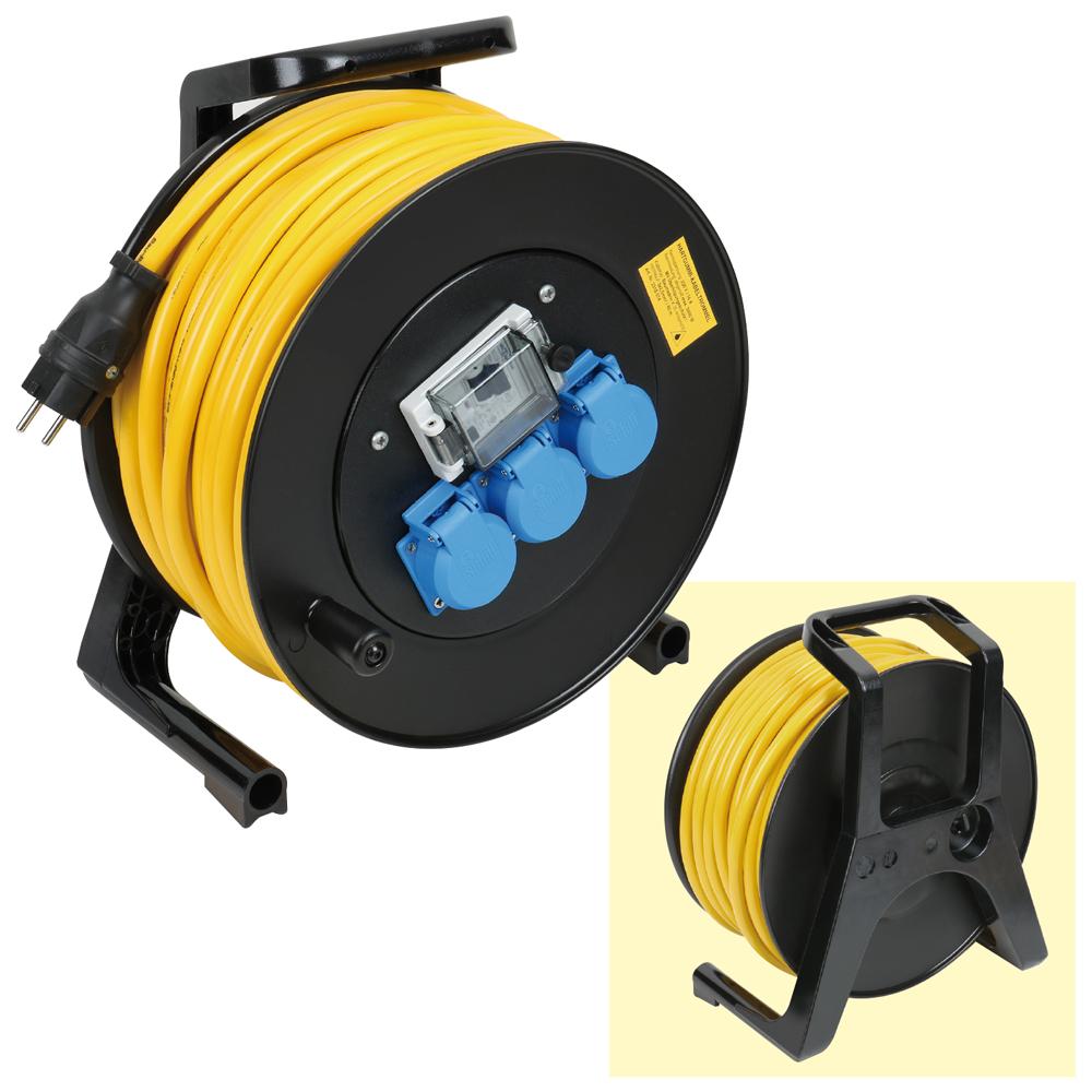 Leitungsroller 230V/16A,50m 3x1,5mm² Baurobust K35,3x230V,IP44,FI-Schalter