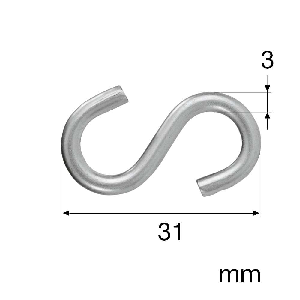 100 Stück S-Haken - 3mm/verzinkt