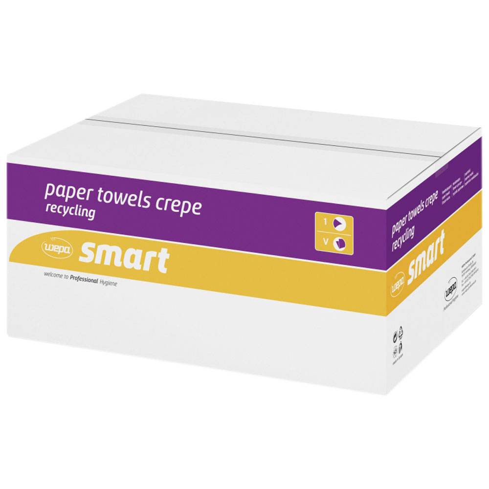 Falthandtuchpapier SMART Krepp V-Falz 1-lg 25x20cm,natur,5000 Blatt(20x250Bl.)