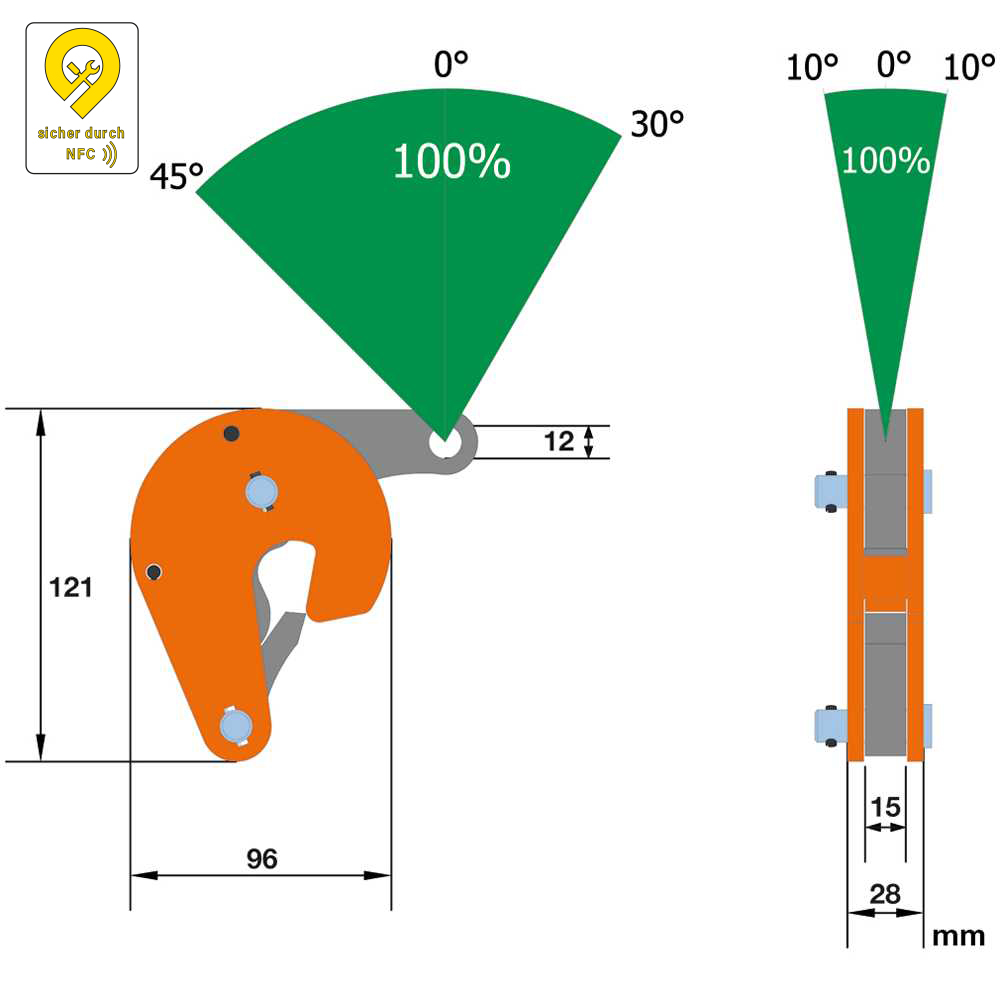Fassklemme 500kg Greifbereich 0-17mm