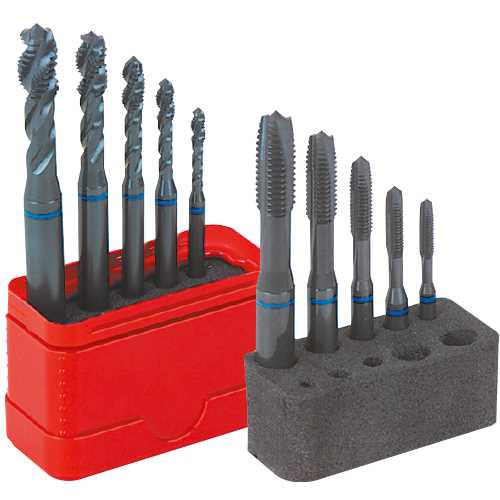 Maschinengewindebohrersatz M4-10,10-tlg. BLAURING,DIN 371 Form B,HSS-E