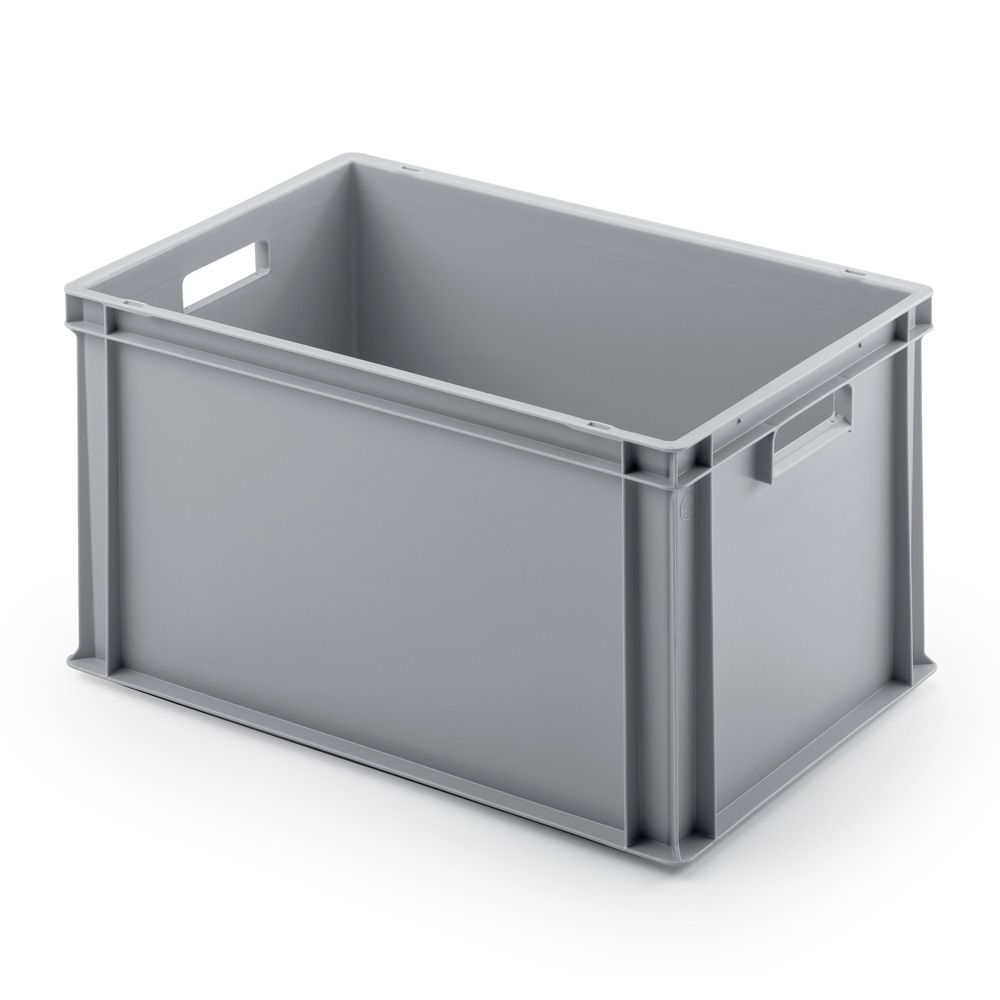 Stapelbehälter 600x400x320mm grau Durchfassgriffe,geschlossene Ausführung