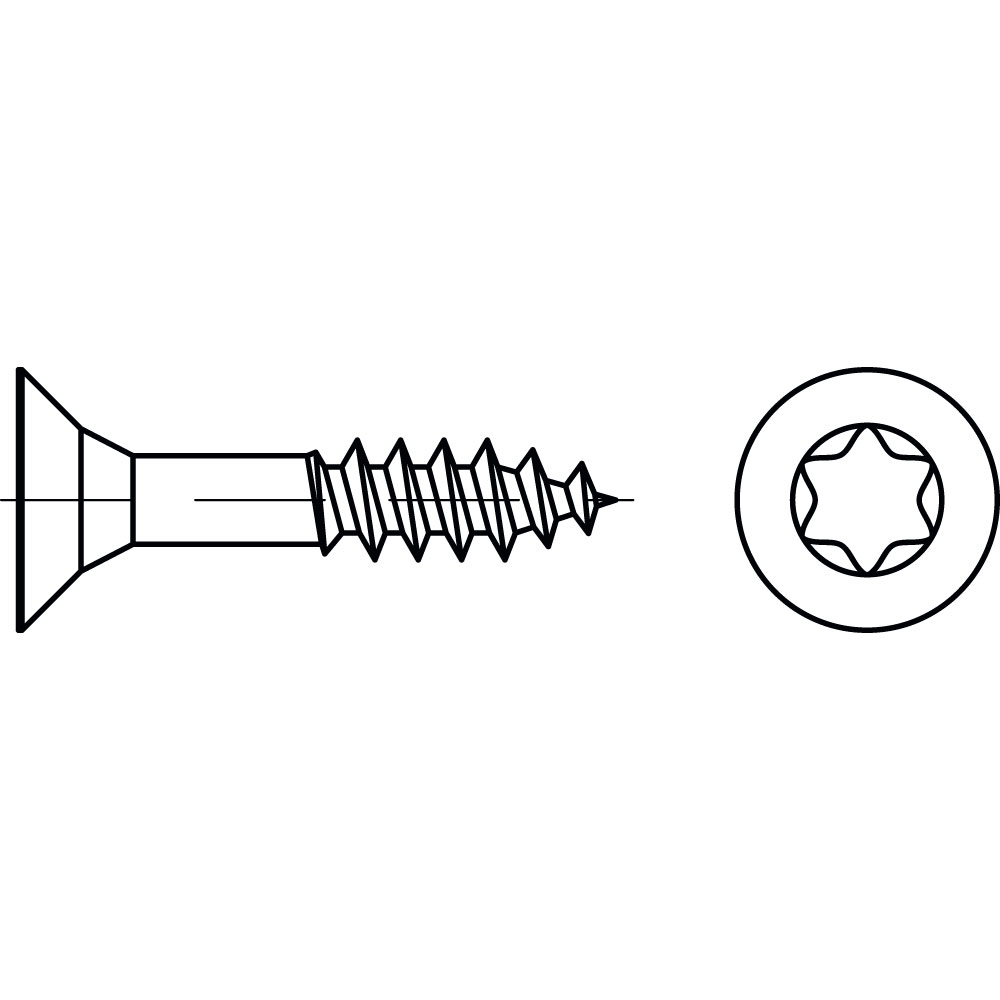 Senkspanplattenschraube CE ST A2K 4 x 50 TX VOLLGEWINDE GALV. VERZ. VE=1000