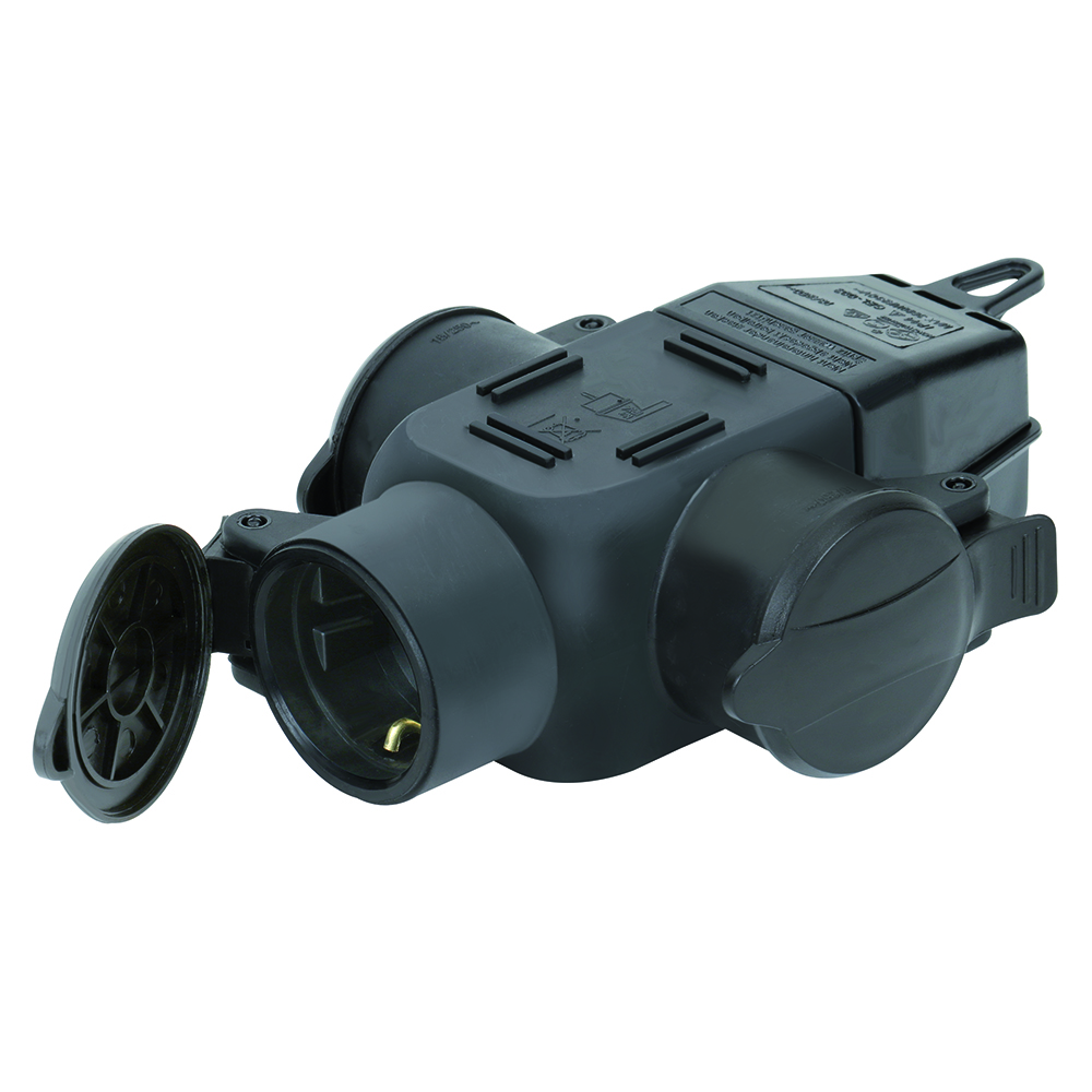 Elastomer-3-fach Kupplung 250V/16A 2-polig+Erde,IP44,schlagfest