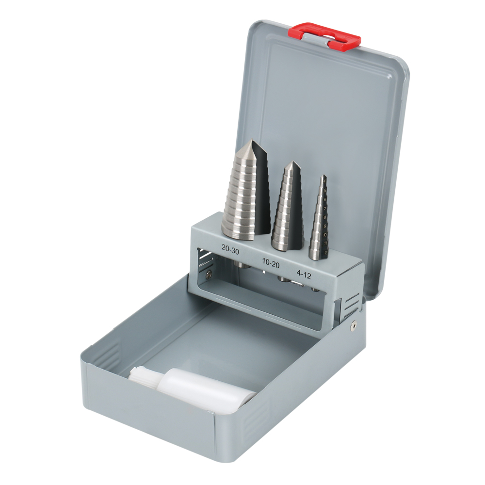 Stufenbohrerset HSS,  4-12, 4-20, 6-30 Kreuzanschliff